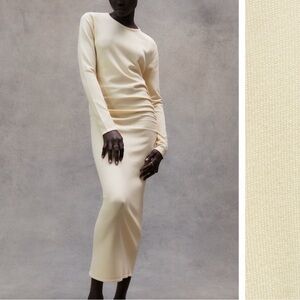 ZARA Draped Knit Midi Maxi Dress Butter Yellow